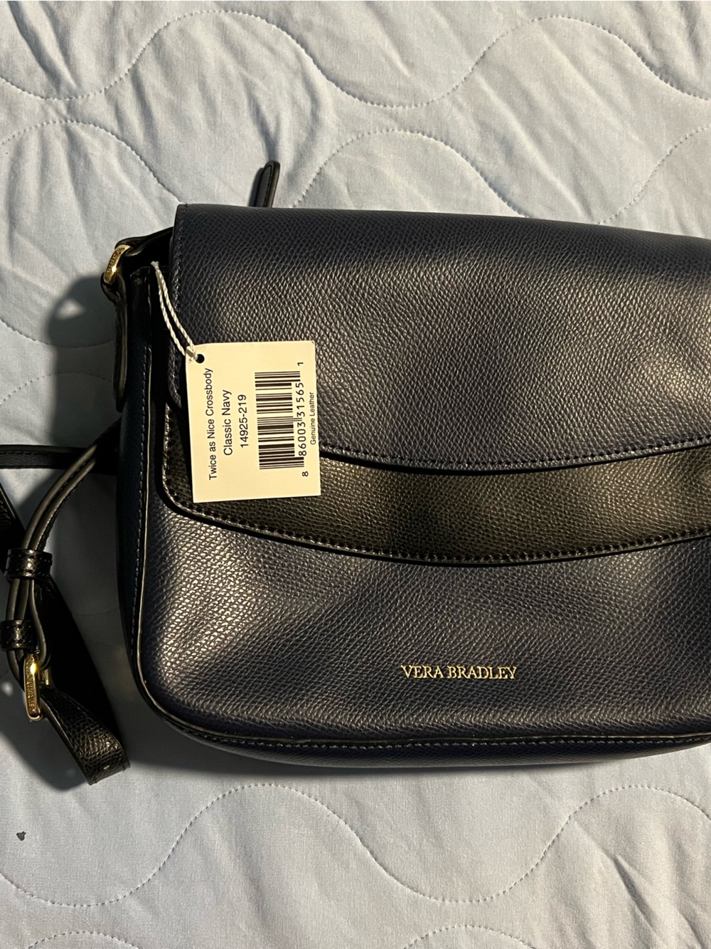 Vera Bradley Navy and Black Pebbled Leather Crossbody